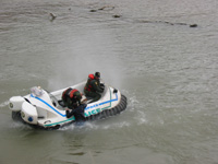 Hovercraft ice rescue on Lake Hood 