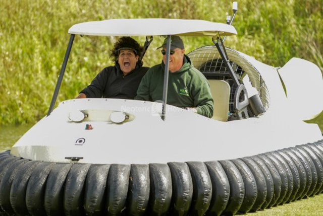World Golf Hall of Fame Nancy Lopez enjoys ride in Neoteric Hovercraft Golf Cart Bubba’s Hover BW1
