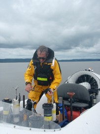 Dr. Steve Elgar collecting samples with their Woods Hole  6 passenger Neoteric Hovertreck™.